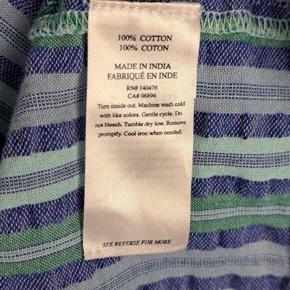 Faherty Top Womens Large Presley Seersucker Coast Boho Smocked Peasant Fairycore - Picture 6 of 8